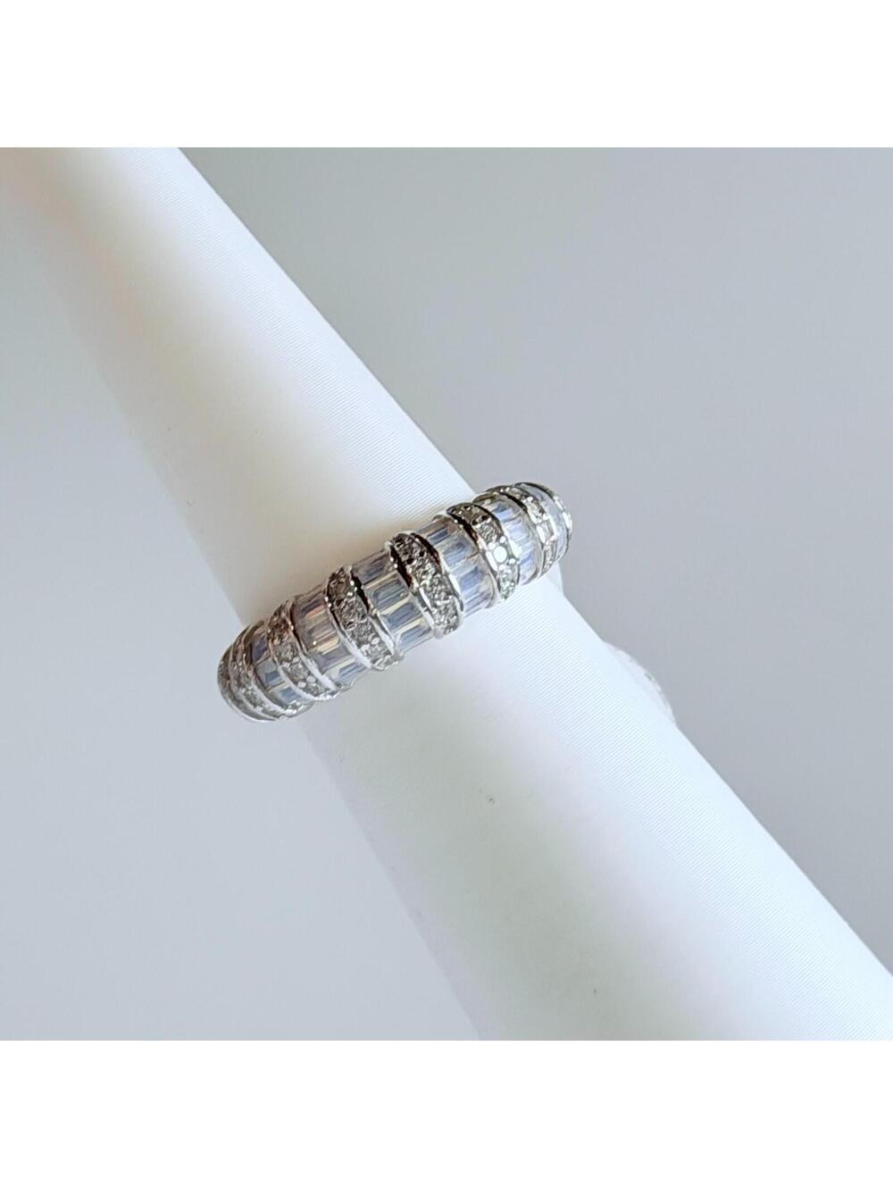 Bomb Party Ring Sz 9 "Wrapped In Gems" Moonstone & CZ on .925 Sterling Silver